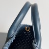 Bottega Veneta Cabat Mini Bag In Navy Blue Intrecciato Lambskin