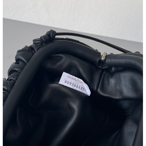 Bo*te*ga ve*ne*ta mini pouch with strap in black intrecciato lambskin