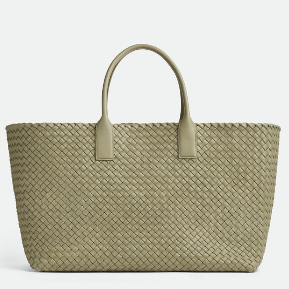 Bo*te*ga ve*ne*ta cabat large bag in travertine intrecciato lambskin