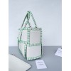 Bottega Veneta Arco Small Tote with Green Overlock Stitching