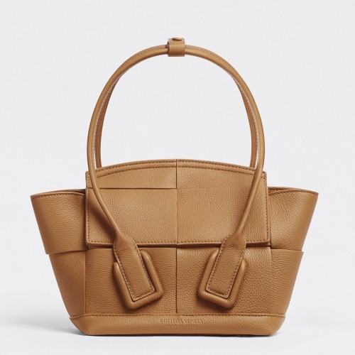 Bottega Veneta Arco Mini Bag In Caramel Grained Leather