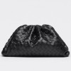 Bottega Veneta Large Pouch Clutch Bag In Black Intrecciato Lambskin