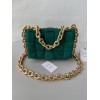 Bottega Veneta Chain Cassette Bag In Green Intrecciato Suede Calfskin