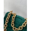 Bottega Veneta Chain Cassette Bag In Green Intrecciato Suede Calfskin