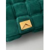 Bottega Veneta Chain Cassette Bag In Green Intrecciato Suede Calfskin