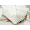 Bottega Veneta Mini Cassette Camera Bag In White Lambskin