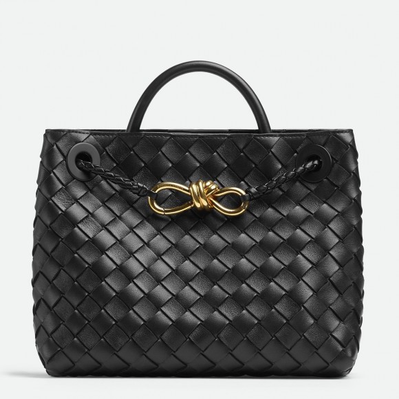 Bo*te*ga ve*ne*ta small andiamo bag in black intrecciato lambskin