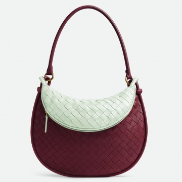 Bottega Veneta Gemelli Medium Bag in Barolo/Glacier Intrecciato Lambskin Bottega Veneta Gemelli Medium Bag in Barolo/Glacier Intrecciato Lambskin