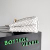 Bottega Veneta Small Andiamo Bag In White Intrecciato Lambskin