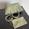 Bottega Veneta Cabat Mini Bag In Travertine Intrecciato Lambskin