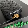 Bottega Veneta Knot Minaudiere On Strap In Black Foulard Intreccio Leather