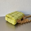 Bottega Veneta Chain Cassette Bag In Kiwi Intrecciato Suede Calfskin