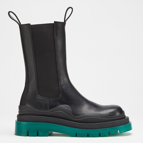 Bottega Veneta BV Tire Chelsea Boots with Green Outsole