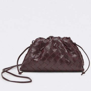 Bottega Veneta Mini Pouch with Strap in Grape Intrecciato Lambskin Bottega Veneta Mini Pouch with Strap in Grape Intrecciato Lambskin