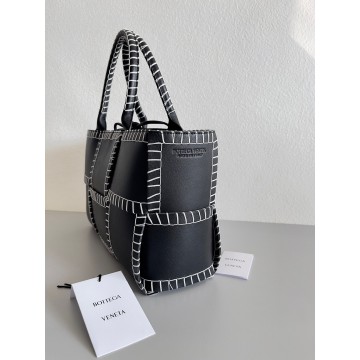 Bottega Veneta Arco Small Tote with White Overlock Stitching Bottega Veneta Arco Small Tote with White Overlock Stitching