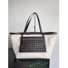 Bottega Veneta Large Flip Flap Bag in Canvas with Fondant Leather