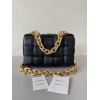 Bottega Veneta Chain Cassette Bag In Black Intrecciato Lambskin