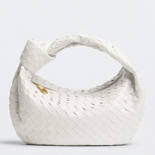 Bottega Veneta BV Jodie Teen Bag In White Intrecciato Lambskin