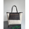 Bottega Veneta Medium Flip Flap Bag in Canvas with Fondant Leather