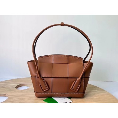 Bottega Veneta Arco Small Bag In Caramel Intrecciato Calfskin