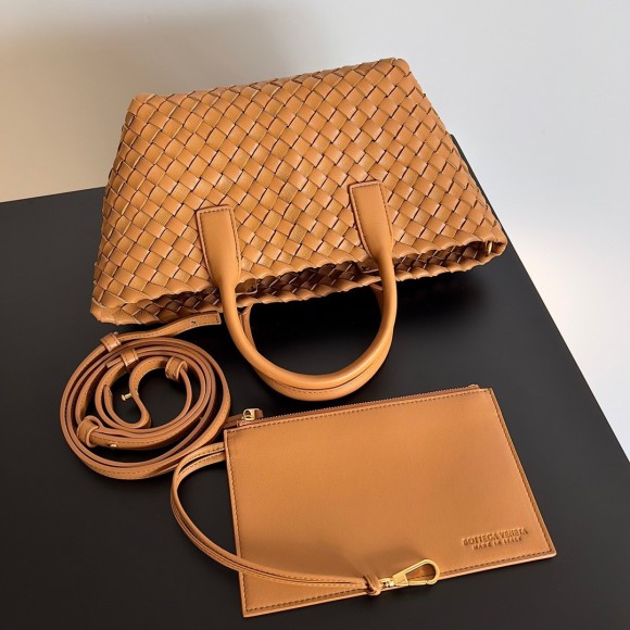 Bo*te*ga ve*ne*ta cabat mini bag in caramel intrecciato lambskin