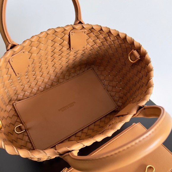 Bo*te*ga ve*ne*ta cabat mini bag in caramel intrecciato lambskin