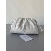 Bottega Veneta Mini Pouch with Strap in White Intrecciato Lambskin