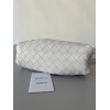 Bottega Veneta Mini Pouch with Strap in White Intrecciato Lambskin