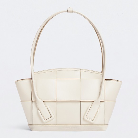 Bo*te*ga ve*ne*ta arco small bag in white intrecciato calfskin