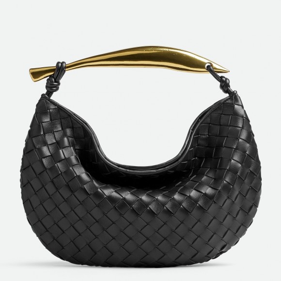 Bo*te*ga ve*ne*ta sardine small bag in black intrecciato lambskin