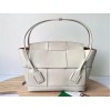 Bottega Veneta Arco Medium Bag In White Intrecciato Calfskin