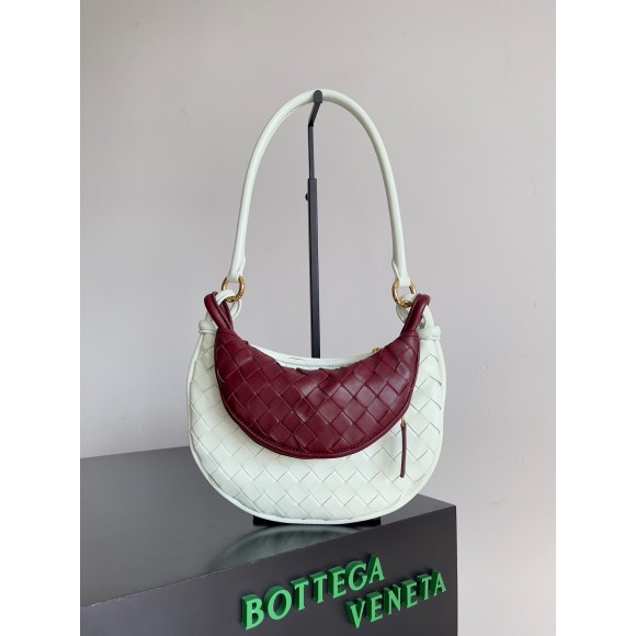 Bo*te*ga ve*ne*ta gemelli small bag in glacier/barolo intrecciato lambskin