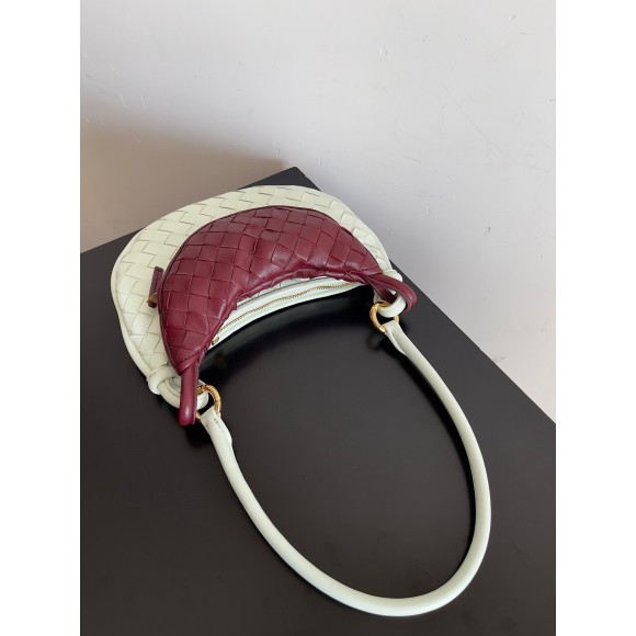 Bo*te*ga ve*ne*ta gemelli small bag in glacier/barolo intrecciato lambskin