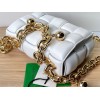 Bottega Veneta Chain Cassette Bag In White Intrecciato Lambskin