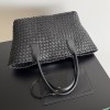 Bottega Veneta Cabat Medium Bag In Black Intrecciato Lambskin