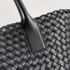 Bottega Veneta Cabat Medium Bag In Black Intrecciato Lambskin