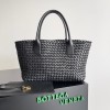 Bottega Veneta Cabat Medium Bag In Black Intrecciato Lambskin