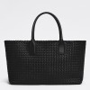 Bottega Veneta Cabat Medium Bag In Black Intrecciato Lambskin