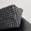 Bottega Veneta Cabat Medium Bag In Black Intrecciato Lambskin