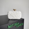 Bottega Veneta Knot Minaudiere Clutch In White Foulard Intreccio Leather