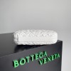 Bottega Veneta Knot Minaudiere Clutch In White Foulard Intreccio Leather