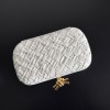 Bottega Veneta Knot Minaudiere Clutch In White Foulard Intreccio Leather