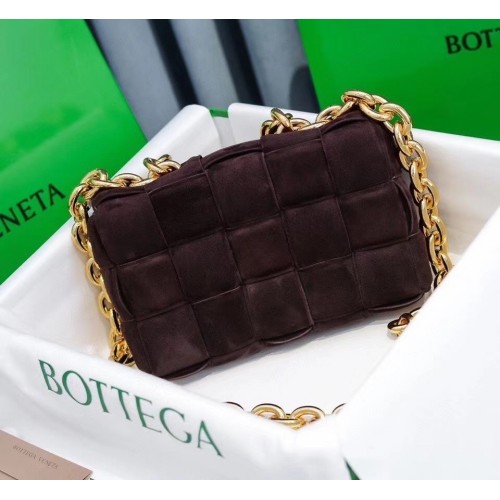 Bottega Veneta Chain Cassette Bag In Fondant Intrecciato Suede Calfskin