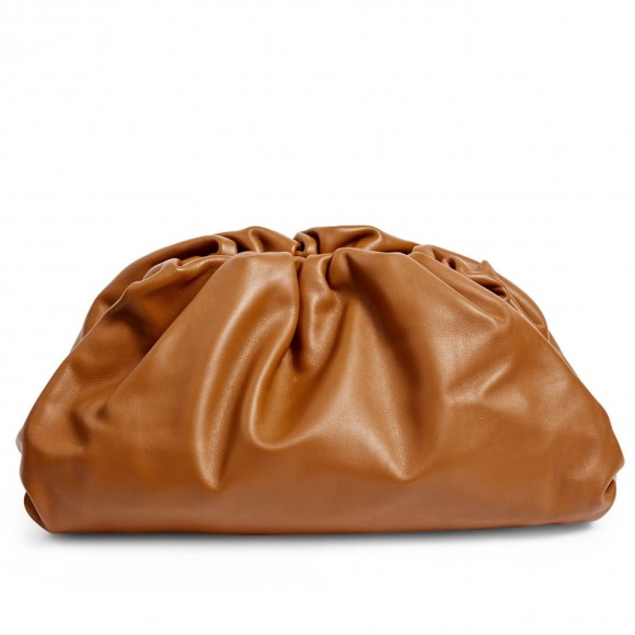 Bo*te*ga ve*ne*ta large pouch clutch bag in brown calfskin