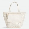 Bottega Veneta Small Flip Flap Bag in White Intrecciato Lambskin
