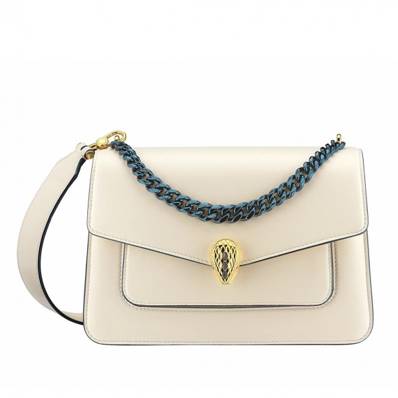 B*l*ai serpenti forever medium crossbody bag with chain white