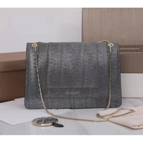 B*l*ai serpenti forever large shoulder bag in grey karung leather