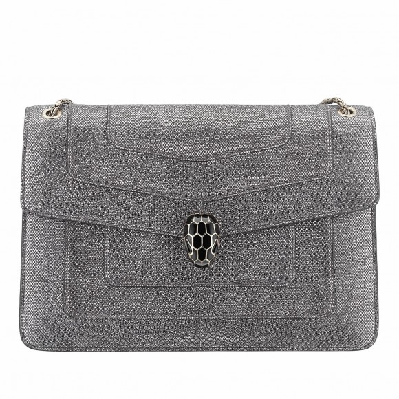 B*l*ai serpenti forever large shoulder bag in grey karung leather