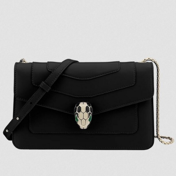 B*l*ai serpenti forever small cross-body bag in black calfskin