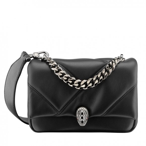 B*l*ai serpenti cabochon mini bag in black calfskin